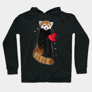 Cute baby panda with red heart Hoodie